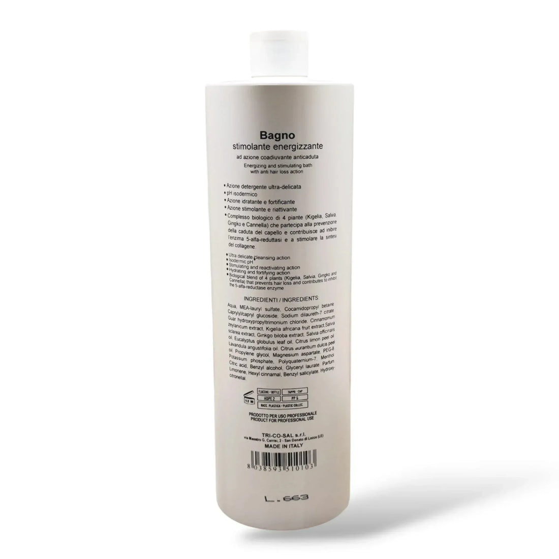 Fondonatura Shampoo Bagno Stimolante Energizzante Anticaduta 1000 ml - Capelli e Barba 