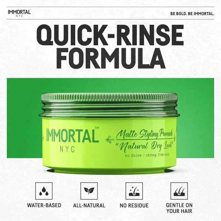 Immortal Nyc Matt Styling Pomade Dry Matte Finish 150 ml - Capelli e Barba 